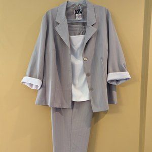 3 Piece Tan & Cream Pinstripe Summer Pantsuit